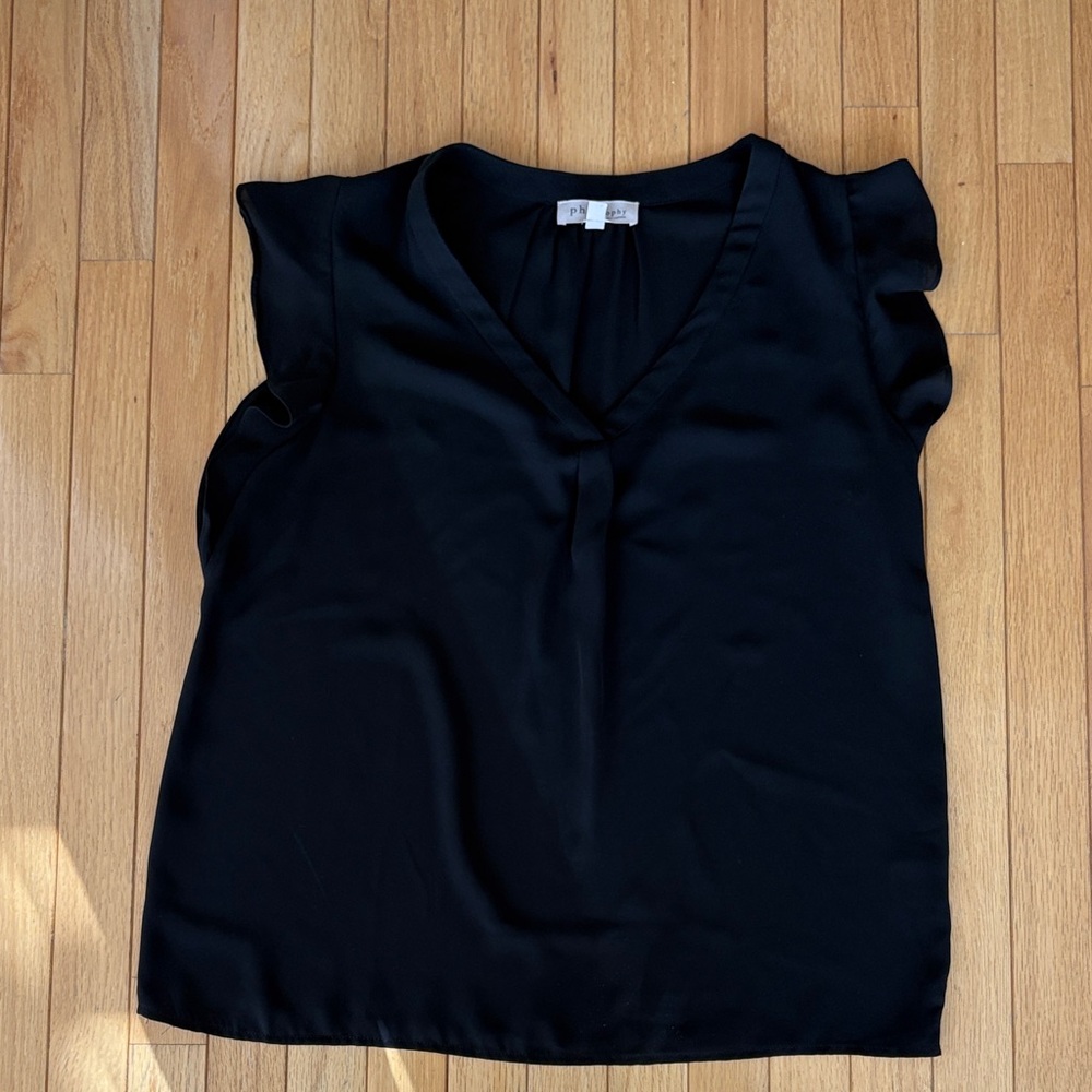 Philosophy Black V-Neck Blouse